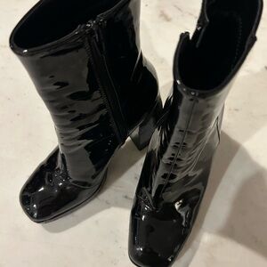 BAMBOO Glossy Black Heeled Boots